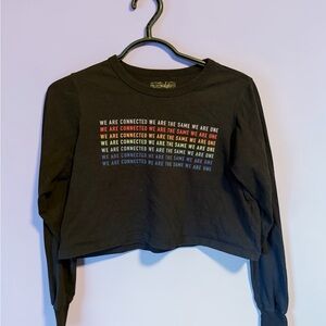Black Cropped Long Sleeve Spiritual Gangster Tee Size Small